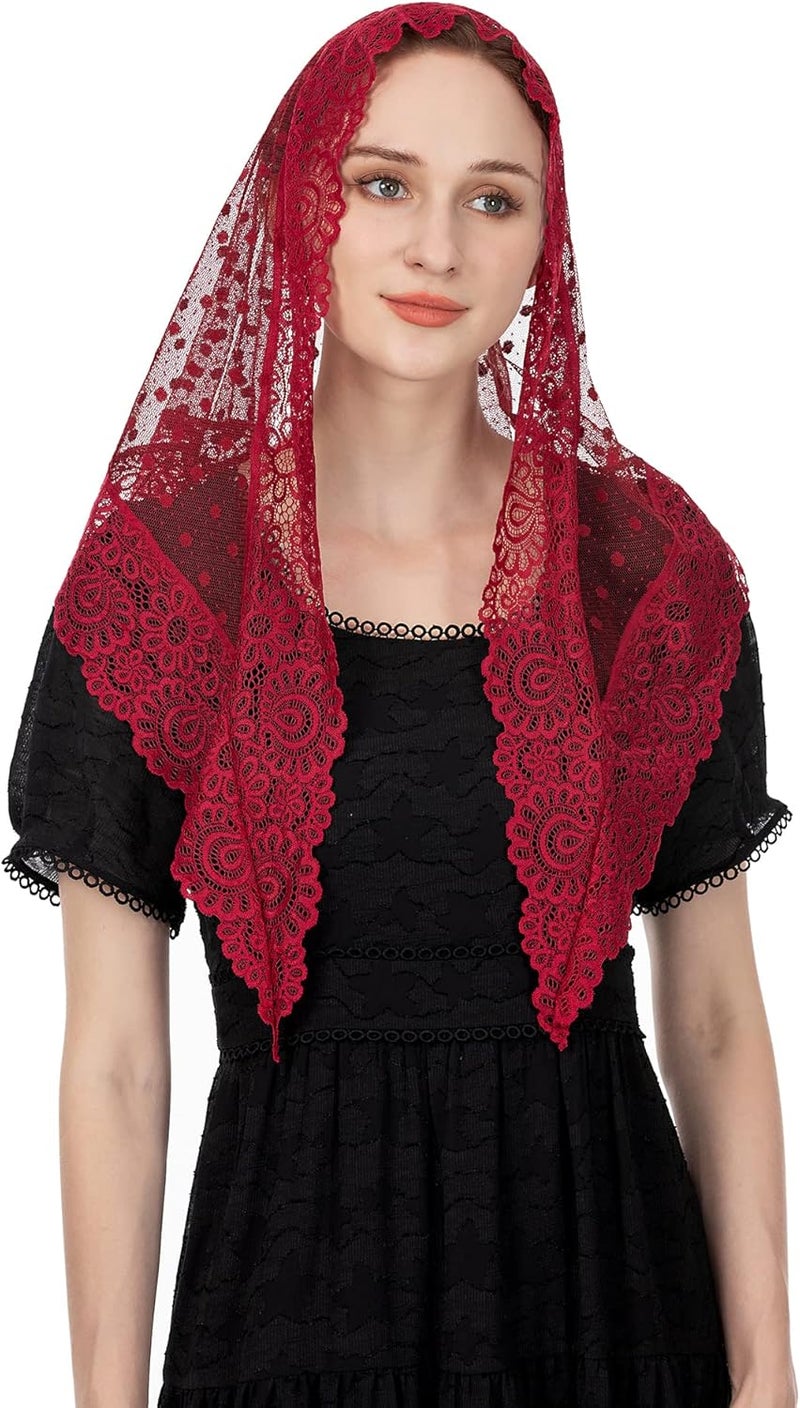 Wgior طرحة كابيل مستوحاة من الطراز القديم على شكل مثلث، غطاء رأس للقداس الكاثوليكي، وشاح مانتيلا للكنيسة - Image 2